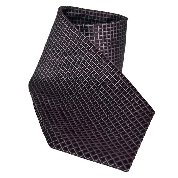 Giorgio Armani Necktie Tie Classic Luxury Window Pane Sheen 100% Silk Made Italy - Picture 3 of 11